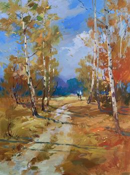 Painting, Jogging through the autumn forest, Suprunchuk Yuriy