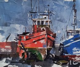 Painting, Ships in the port, Volodymyr Gluhomanyuk