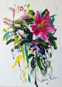 Peinture, Lilies on white "A la prima", Helen Shukina