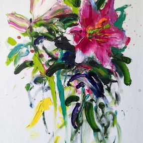 Painting, Lilies on white "A la prima", Helen Shukina