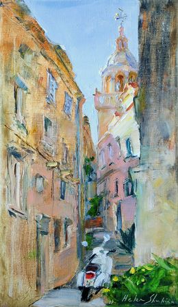 Painting, Italian street of Korcula. Croatia, Helen Shukina
