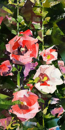 Gemälde, "Red flowers" - series Mallows, Volodymyr Gluhomanyuk