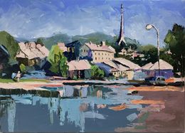 Peinture, Little town by the lake., Schagen Vita