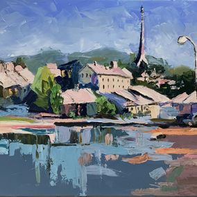 Gemälde, Little town by the lake., Schagen Vita