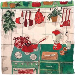 Zeichnungen, Cuina amb verds i vermells, Montse Roldos