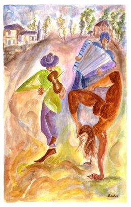 Painting, Les saltimbanques, Jean Christophe Stauder