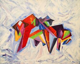 Painting, Trois taureaux, Jean Christophe Stauder