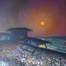 Peinture, Full moon in Mazotos, Andreas Charalambous