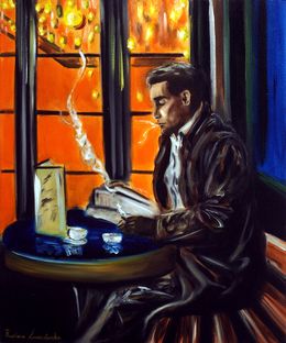 Painting, Gentleman at a Paris Cafe, Ruslana Levandovska