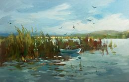 Gemälde, Fishing among the reeds, Suprunchuk Yuriy