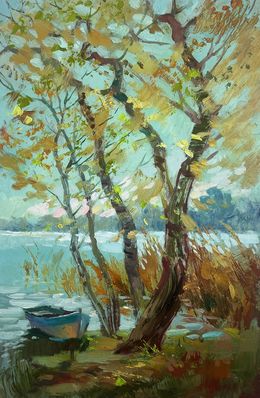 Gemälde, Windy weather by the river, Suprunchuk Yuriy