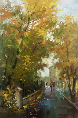 Painting, Walking in the autumn city park, Suprunchuk Yuriy