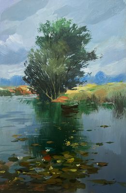 Gemälde, Fishing by a lonely tree, Suprunchuk Yuriy