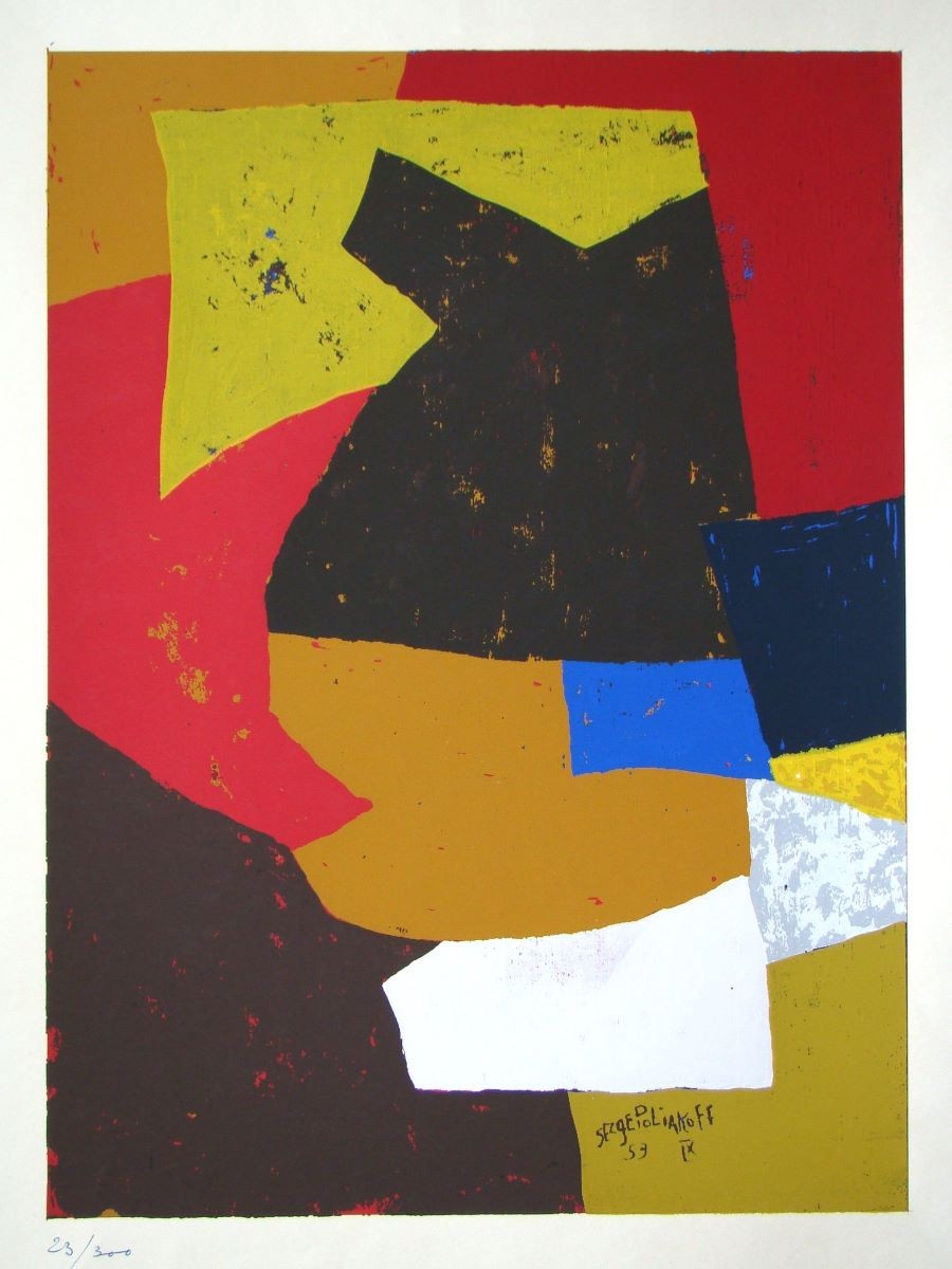 Serge Poliakoff, Composition brune, ocre, blanche et rouge Serge Poliakoff, Composition brune, ocre, blanche et rouge