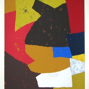 Drucke, Composition brune, ocre, blanche et rouge, Serge Poliakoff