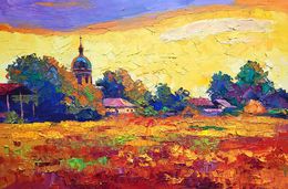 Painting, Sunset over the village, Boris Serdyuk