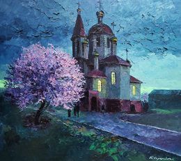 Painting, April morning at the temple, Boris Serdyuk