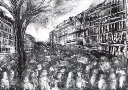 Painting, Rassemblement manif, Marion Chombart de Lauwe
