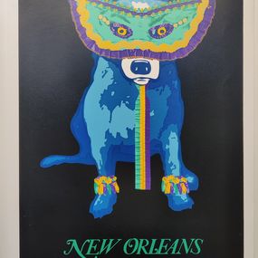 Print, Carnival Time (Black) - Blue Dog, George Rodrigue