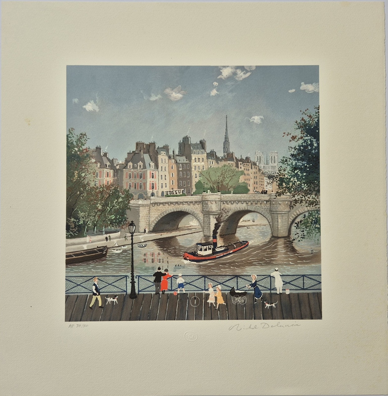 Michel Delacroix, Passerelle des Halles in Summer from the Four Seasons Suite of Memories of Paris Michel Delacroix, Passerelle des Halles in Summer from the Four Seasons Suite of Memories of Paris
