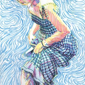 Painting, Woman Hiking up her Dress, Christian Frederiksen