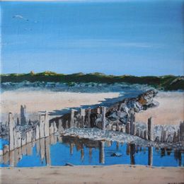 Peinture, Plage près de Caen, Patrick Bigeon