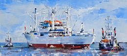 Painting, Cargo ship Cap San Diego - series Ships museums, Volodymyr Gluhomanyuk