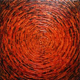 Painting, Éclat concentrique orange rouge, Jonathan Pradillon
