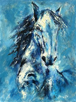 Gemälde, White Horse Portrait, Eleonora Taranova