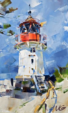 Painting, Lighthouse Hellen Hiddensee - series Lighthouses, Volodymyr Gluhomanyuk