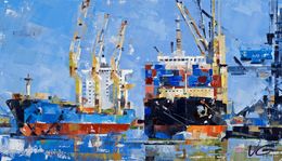 Painting, Cargo ships - series Emden, Volodymyr Gluhomanyuk