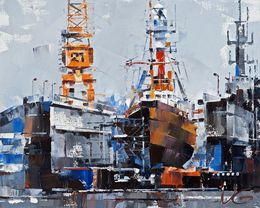 Gemälde, Lighthouse ship Amrumbank - series Emden, Volodymyr Gluhomanyuk
