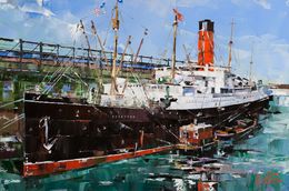Painting, Passenger ship Carpathia - series Ocean liners, Volodymyr Gluhomanyuk