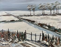 Gemälde, Neige sur les près en Normandie réf : CPBD1023, Lucien Gondret