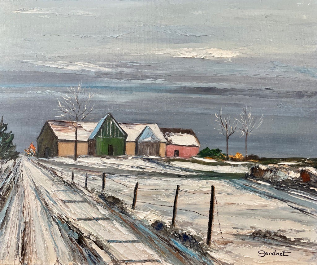 Lucien Gondret, Neige sur la ferme, Normandie (Talmontiers) réf : CPBD1049 Lucien Gondret, Neige sur la ferme, Normandie (Talmontiers) réf : CPBD1049