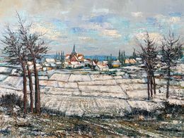 Gemälde, Petits champs de Neige devant Avernes  réf : CPBD1064, Lucien Gondret