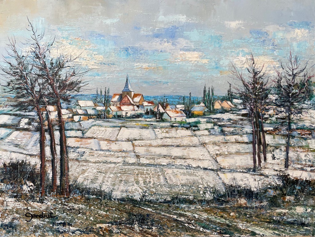 Lucien Gondret, Petits champs de Neige devant Avernes réf : CPBD1064 Lucien Gondret, Petits champs de Neige devant Avernes réf : CPBD1064