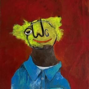 Peinture, Passport - 21st Century, Contemporary, Figurative, Neo-Expressionism, Love, Red, Wisdom Uche