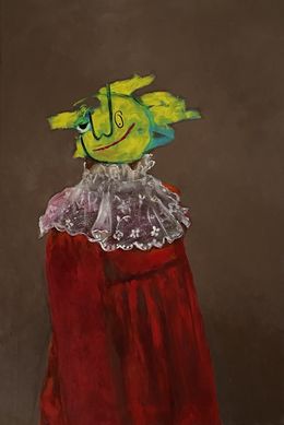 Painting, Red Dress - 21st Century, Contemporary, Figurative, Neo-Expressionism, Love, Wisdom Uche