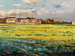 Gemälde, Grande friche aux pissenlits dans le Vexin  réf : CPBD1069, Lucien Gondret