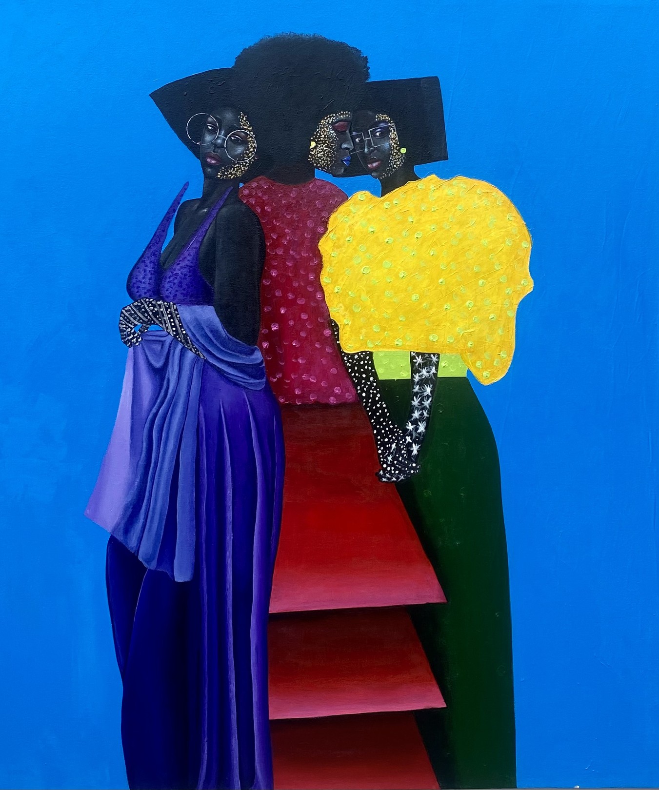 Samson Toba, 3 in 1 Beauty - 21st Century, Contemporary, Figurative Portrait, African Women Samson Toba, 3 in 1 Beauty - 21st Century, Contemporary, Figurative Portrait, African Women