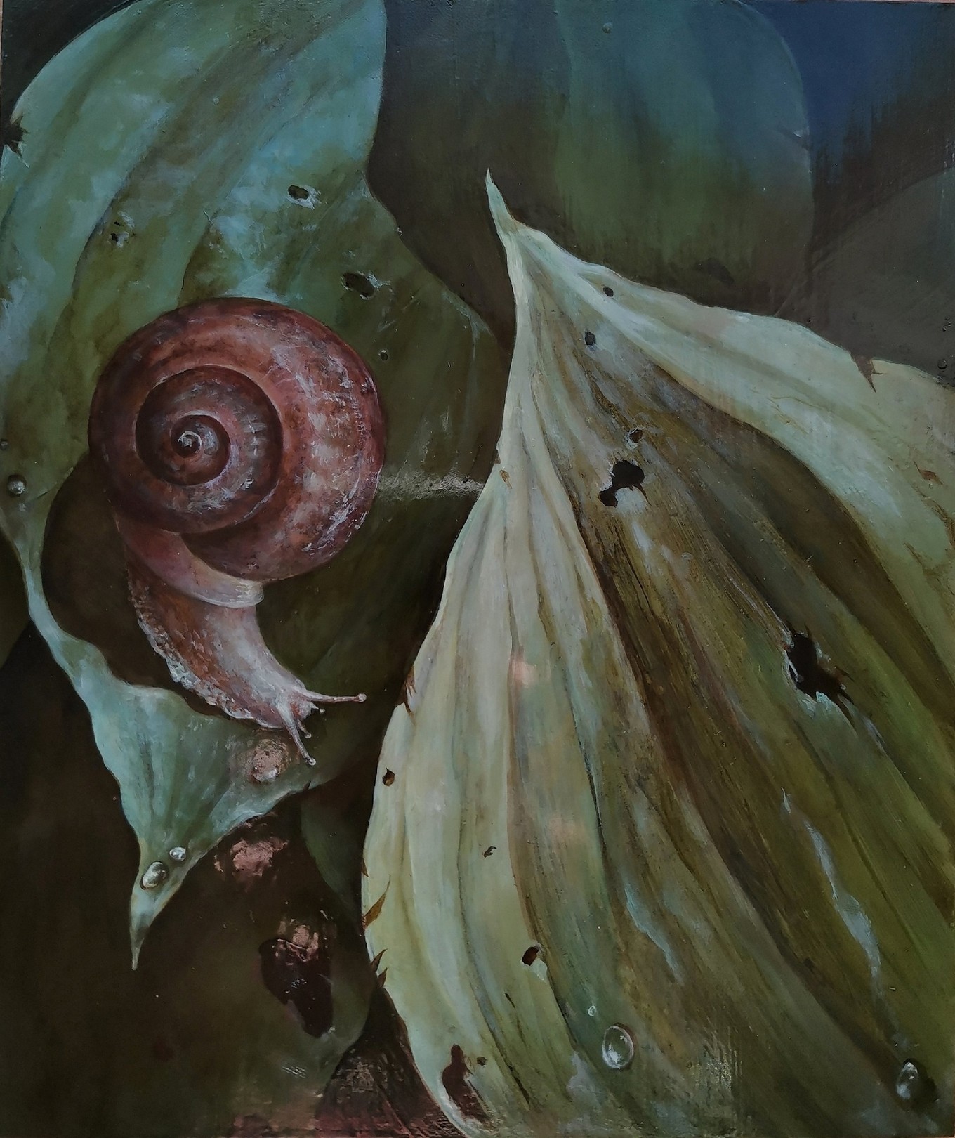 Arina Melikhova, Snail oil painting Arina Melikhova, Snail oil painting