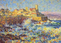 Painting, Antibes in golden rays, Andrii Chebotaru