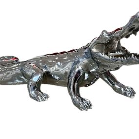 Scultura, Crocodile en bronze chromé, Richard Orlinski