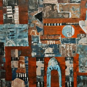 Gemälde, Rustic Geometric Abstract - The Vintage Collection, Vercmagnus Estuardo Chavez