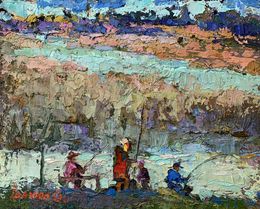 Gemälde, Fishing with friends, Oksana Ivanyuk