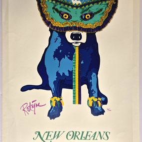 Print, Carnival Time (White) - Blue Dog, George Rodrigue