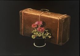 Gemälde, Suitcase and flowers, Meir Pichhadze
