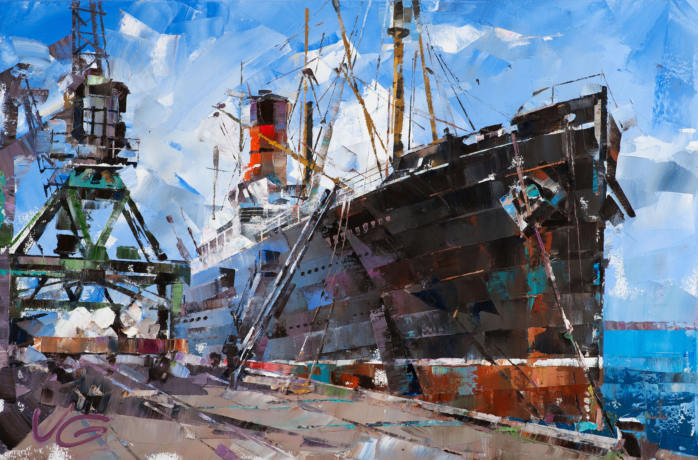 Volodymyr Gluhomanyuk, Passenger ship in port - series Ocean liners Volodymyr Gluhomanyuk, Passenger ship in port - series Ocean liners