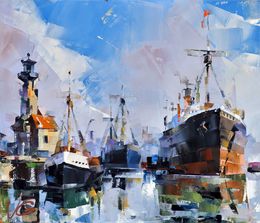 Painting, At the old lighthouse - series Golden age, Volodymyr Gluhomanyuk